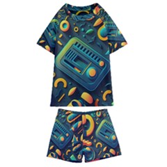 Abstract Pattern Background Kids  Swim Tee And Shorts Set by Ravend