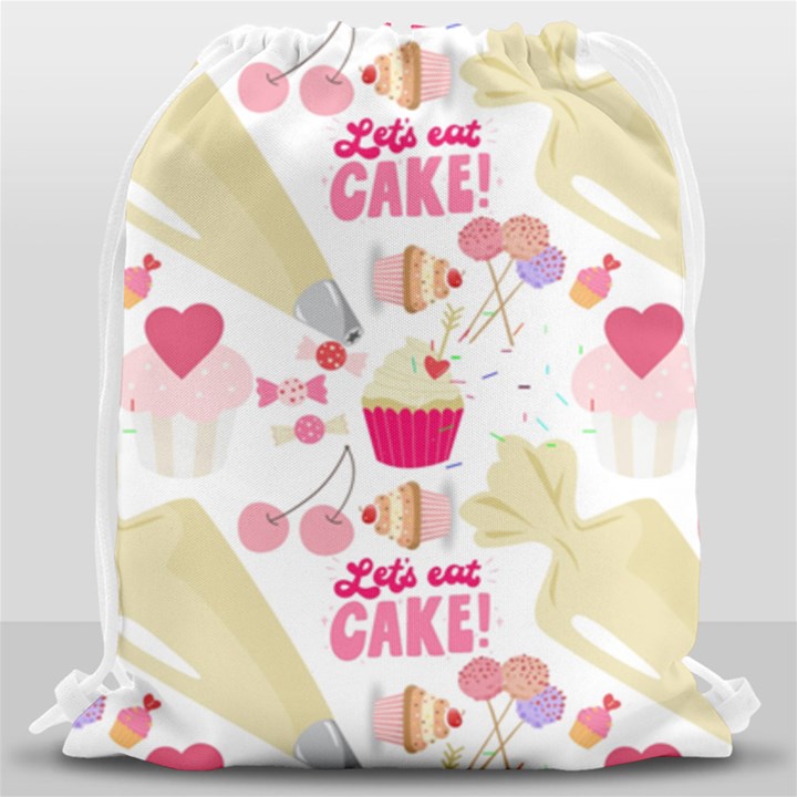 Desserts Pastries Baking Wallpaper Drawstring Bag (Large)