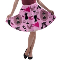 Fashion Girl Newyork Bts Nft A-line Skater Skirt by Ravend