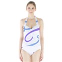 Abstract Pattern Blue And Gray T- Shirt Abstract Pattern Blue And Gray T- Shirt Halter Swimsuit View1