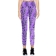 Purple Leopard  Pocket Leggings  by DinkovaArt