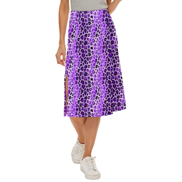 Purple Leopard  Midi Panel Skirt