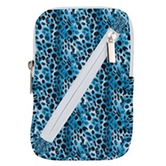 Blue Leopard Belt Pouch Bag (large) by DinkovaArt