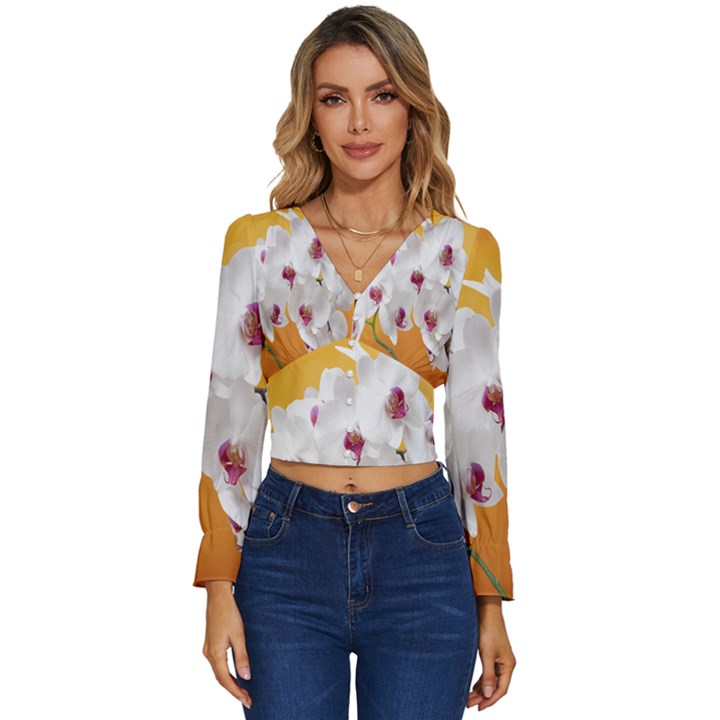 Boards Decoration Flower Flower Room Long Sleeve V-Neck Top