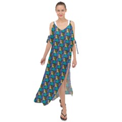 Evita Pop Art Style Graphic Motif Pattern Maxi Chiffon Cover Up Dress by dflcprintsclothing