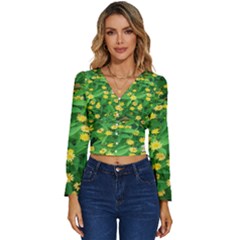 Flower Plant Spring Long Sleeve V-neck Top by artworkshop