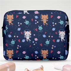 Cute-astronaut-cat-with-star-galaxy-elements-seamless-pattern Make Up Pouch (large) by Vaneshart