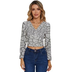 Texture Pattern Tile Long Sleeve V-neck Top by artworkshop