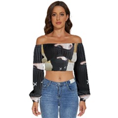 Hood 2 Long Sleeve Crinkled Weave Crop Top by Holyville