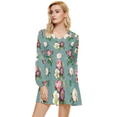 Victorian Floral Tiered Long Sleeve Mini Dress by fructosebat