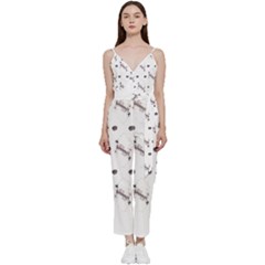 Abstract T- Shirt Abstract Watercolor Design N  4 T- Shirt V-neck Spaghetti Strap Tie Front Jumpsuit by maxcute