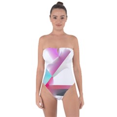 Abstract T- Shirt Pink Bright Abstract Geometry Minimalism T- Shirt Tie Back One Piece Swimsuit by maxcute