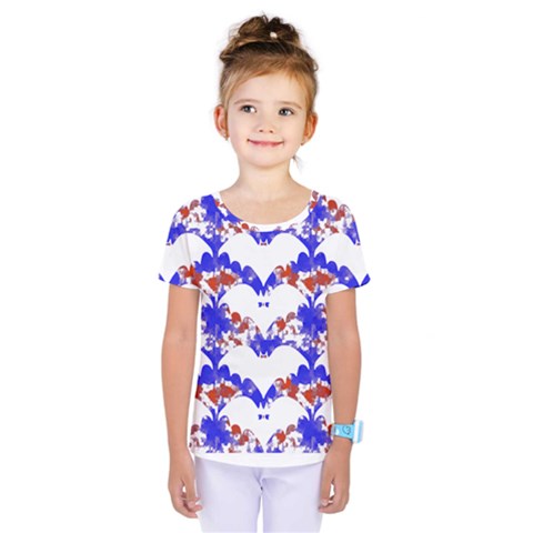 Bat Pattern T- Shirt White Bats And Bows Red Blue T- Shirt Kids  One Piece Tee by maxcute