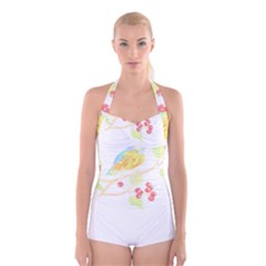 Bird Lover T- Shirtbird T- Shirt (28) Boyleg Halter Swimsuit  by maxcute