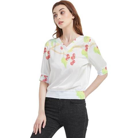 Bird Lover T- Shirtbird T- Shirt (32) Quarter Sleeve Blouse by maxcute