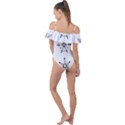 Black And White Pattern T- Shirt Black And White Pattern 12 Frill Detail One Piece Swimsuit View2