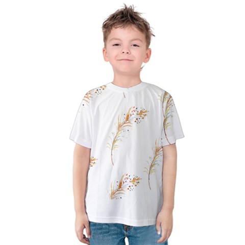 Boho Feather Pattern T- Shirt Boho Feather Pattern 8 Kids  Cotton Tee by maxcute