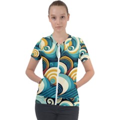 Waves Short Sleeve Zip Up Jacket by fructosebat