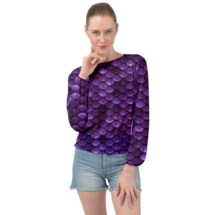 Purple Scales! Banded Bottom Chiffon Top