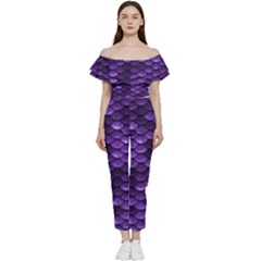 Purple Scales! Off Shoulder Ruffle Top Jumpsuit by fructosebat