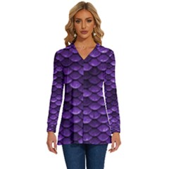 Purple Scales! Long Sleeve Drawstring Hooded Top by fructosebat