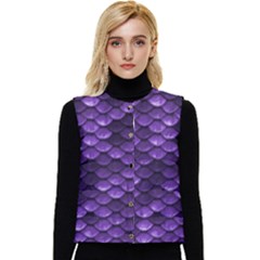 Purple Scales! Women s Short Button Up Puffer Vest by fructosebat