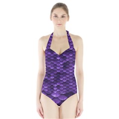 Purple Scales! Halter Swimsuit by fructosebat