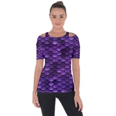 Purple Scales! Shoulder Cut Out Short Sleeve Top by fructosebat