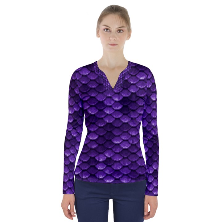 Purple Scales! V-Neck Long Sleeve Top