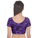 Purple Scales! Velvet Short Sleeve Crop Top  View2