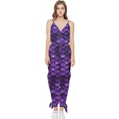 Purple Scales! Sleeveless Tie Ankle Chiffon Jumpsuit by fructosebat