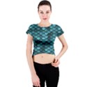 Teal Scales! Crew Neck Crop Top View1