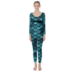 Teal Scales! Long Sleeve Catsuit by fructosebat