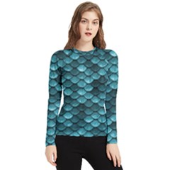 Teal Scales! Women s Long Sleeve Rash Guard by fructosebat