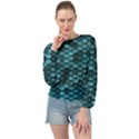 Teal Scales! Banded Bottom Chiffon Top View1