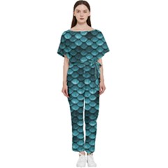 Teal Scales! Batwing Lightweight Chiffon Jumpsuit by fructosebat