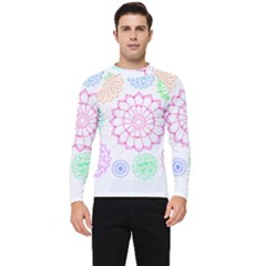 Flower Pattern T- Shirt Colorful Groovy Flower Pattern Outline T- Shirt Men s Long Sleeve Rash Guard by maxcute