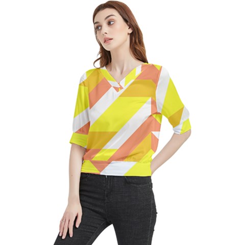 Geometric Abstract Art T- Shirt Sunrise Pattern Quarter Sleeve Blouse by maxcute