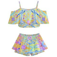 Mandala T- Shirt Block Lotus T- Shirt Kids  Off Shoulder Skirt Bikini by maxcute