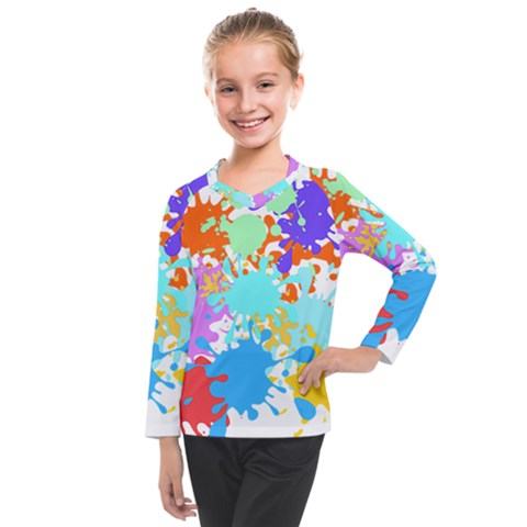 Paint Splatter T- Shirt Abstract Paint Splash T- Shirt Kids  Long Mesh Tee by maxcute