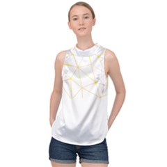 Pattern Design T- Shirt Geometric Black Triangles Gold Lines T- Shirt High Neck Satin Top by maxcute