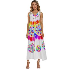 Rainbow Flowers T- Shirt Rainbow Psychedelic Floral Power Pattern T- Shirt V-neck Sleeveless Loose Fit Overalls by maxcute