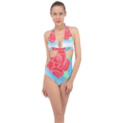 Rose T- Shirt Neotraditional Rose T- Shirt Halter Front Plunge Swimsuit by maxcute