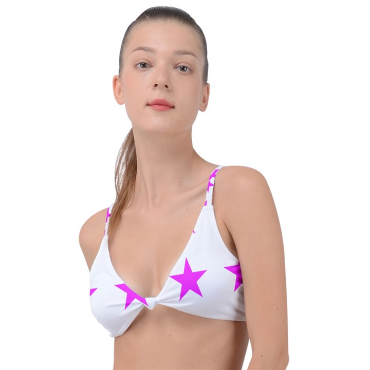 Stars T- Shirt Star Pattern - Pink T- Shirt Knot Up Bikini Top