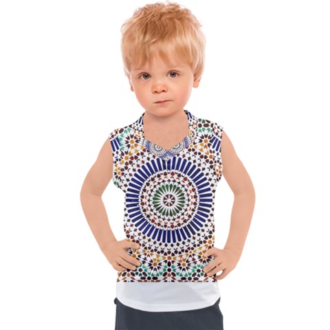 Tiles T- Shirttile Pattern, Moroccan Zellige Tilework T- Shirt Kids  Sport Tank Top by maxcute