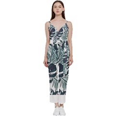 Tropic T- Shirt Tropic Botanicals T- Shirt V-neck Spaghetti Strap Tie Front Jumpsuit by maxcute