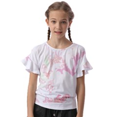 Tropical T- Shirt Tropical Bright Shrimp Flower T- Shirt Kids  Cut Out Flutter Sleeves by maxcute