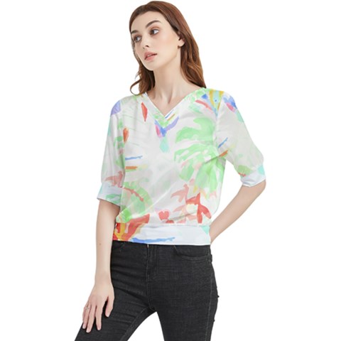 Tropical T- Shirt Tropical Sublime Blossom T- Shirt Quarter Sleeve Blouse by maxcute