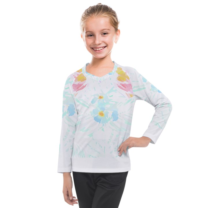 Tropical T- Shirt Tropical Trend Flower De Lis T- Shirt Kids  Long Mesh Tee