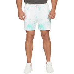 Turquoise T- Shirt Blue And Turquoise Marble Splash Abstract Artwork T- Shirt Men s Runner Shorts by maxcute